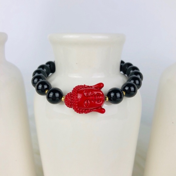 GEMSTONE | Buddha Black Beaded Bracelet - Picture 1 of 2